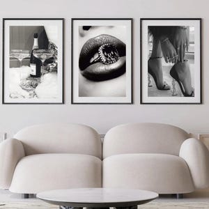 Set of 3 fashion prints, luxury heels, fashion art, fashion poster, luxury fashion wall art, luxury fashion store, designer store, b&w