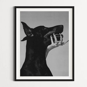 affiche de mode vintage, affiche de maquillage vintage noir et blanc, affiche de mode, impression de mode de luxe, art mural de mode, mode doberman