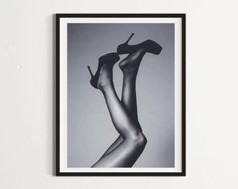 Vintage Fashion Heels Poster: Black and White Print (Digital Download)