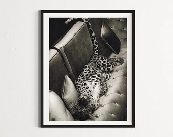 Vintage Leopard Fashion Poster: Luxury Black and White Print (Digital Download)