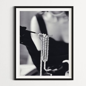 Vintage Fashion Print: Black and White Pearls Photo (Digital Download) image 1