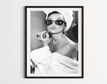 Vintage Fashion Photo: Glamour Makeup, Black and White Art (Digital Download)
