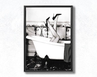 Impresión de tacones vintage: Póster de lujo en blanco y negro (digital)