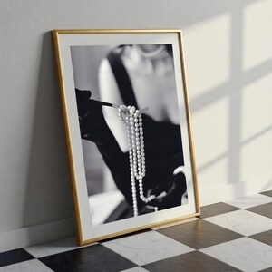 Vintage Fashion Print: Black and White Pearls Photo (Digital Download) image 8