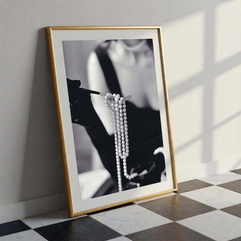 Vintage Fashion Print: Black and White Pearls Photo (Digital Download) image 8