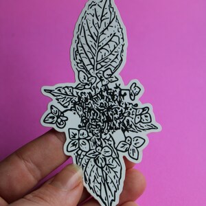 Hortensien Blumen Sticker - Minimalistische Blume - schwarz weiß - matter Aufkleber - detailreich