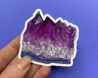 Amethyst Kristall Aufkleber - Aquarell Kristall Vinyl Aufkleber