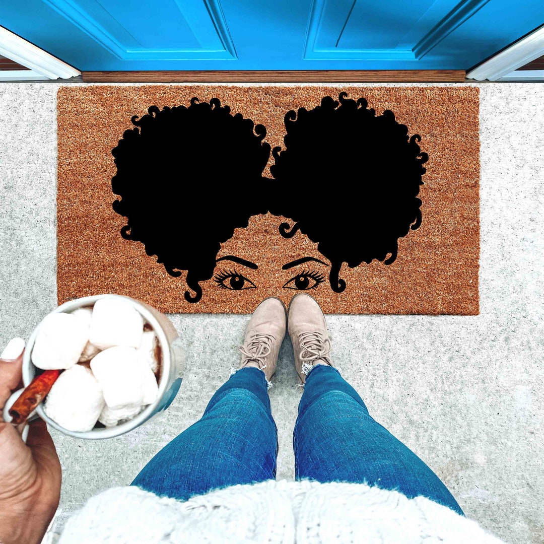 Afro Puffs Girl Doormat Doormat House Decor Etsy