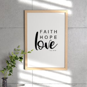 1 Corinthians 13:13 | Christian Scripture Print | Faith Hope Love | Wall Hanging, Bible Verse Decor, Religious | Digital Printable