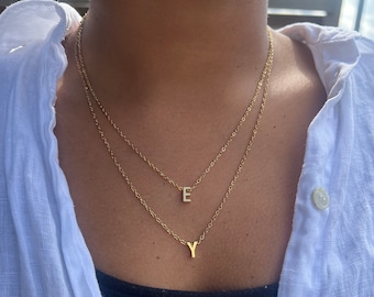 18K Initial Letter Necklace, 18K Gold Birthstone Necklace Couple Name Initial Bracelet, Personalized Gifts Custom made birthday Gifts