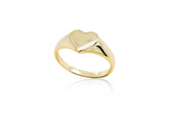 Heart Signet Dome 14k Gold, 925 Sterling Silver. Chunky bubble heart ring. Statament ring 14k gold plated Waterproof minimalist statement