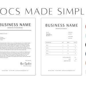 Minimalist Invoice Template, Letterhead template, small business template, DIY Fully Customizable Editable Printable Letterhead,DIY template