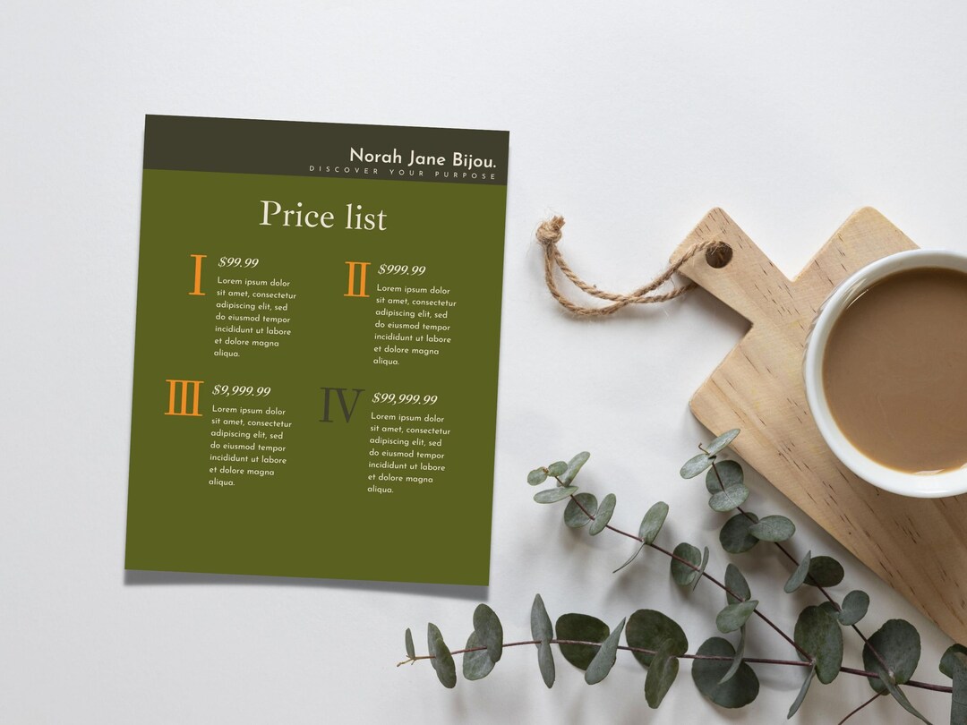 Price List Template Vintage Price List Editable Price Sheet Etsy