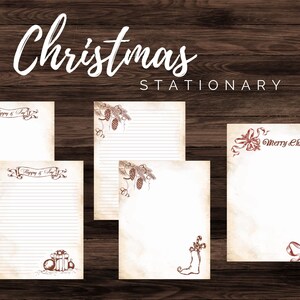Papelería navideña imprimible, cartas imprimibles navideñas vintage, membretes vintage, descarga digital estacionaria, papelería vintage