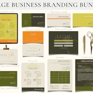 large branding kit template, large business kit, business template bundle, business forms, thank you card, price list, gift card, digital