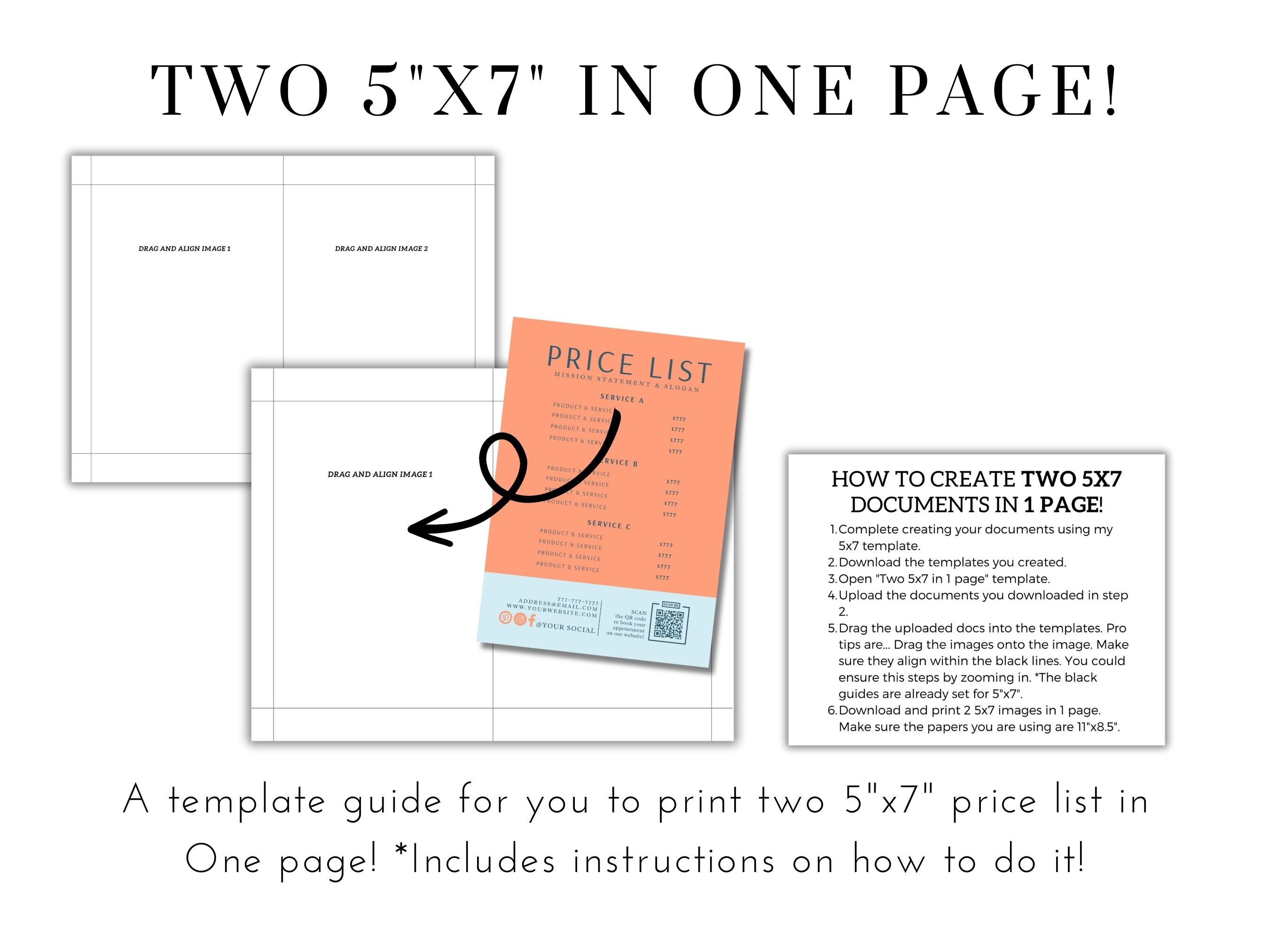 Price List Template, Editable Pricing Sheet, Editable Prince List ...