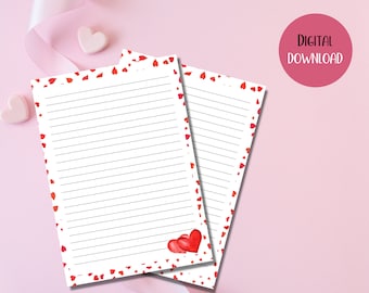 Heart Stationery Paper: Valentine's Day Letter Writing Set (Digital Download)