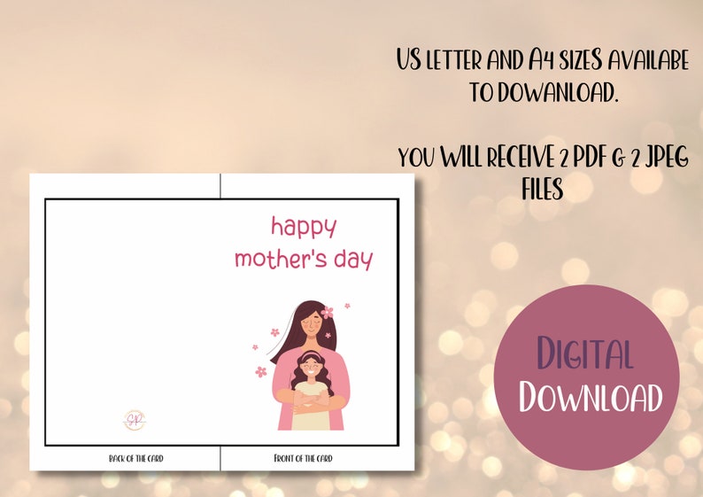 Printable Cute Mother's Day Card, Instant Download, Digital Download, Cute Mother's Day Greeting ...