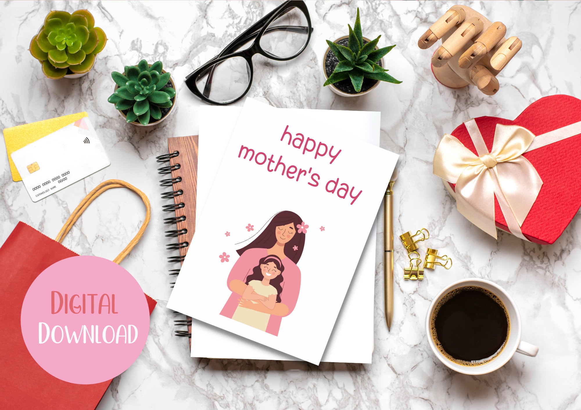 Printable Cute Mother's Day Card, Instant Download, Digital Download, Cute Mother's Day Greeting ...