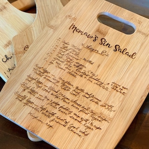 Recipe Cutting Board - Personalized Handwritten Engraved Bamboo Cutting Board - Upload Your Own Recipe - Multiple Sizes