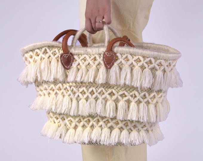 Boho Straw Bag with Tassels