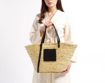 Midnight Riviera Straw Tote