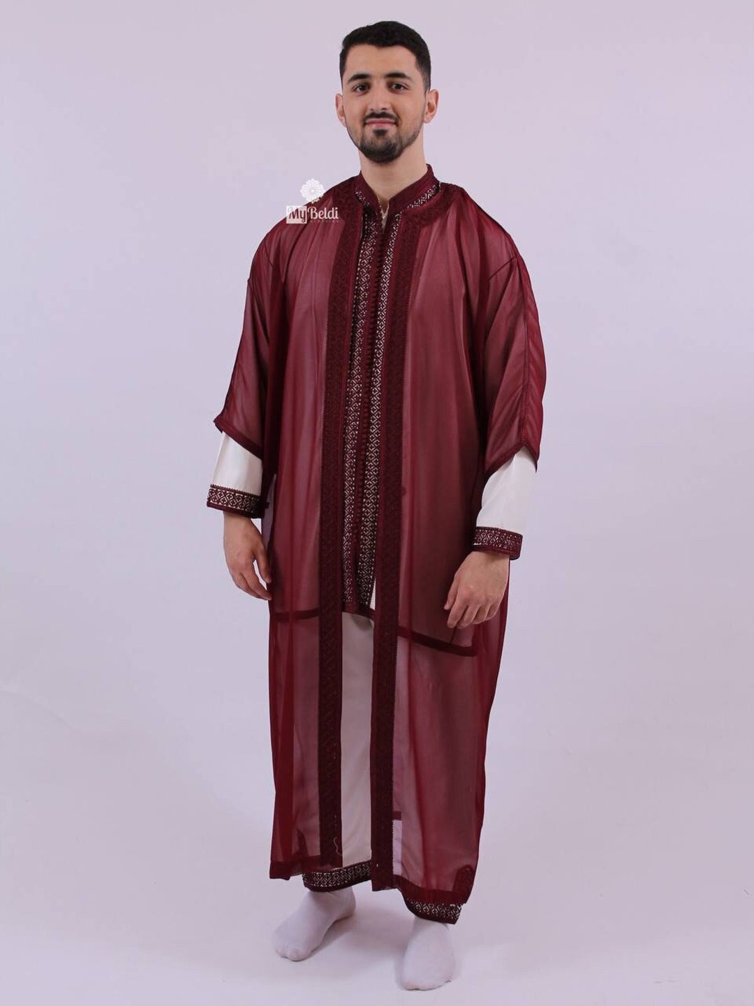 Chilaba Djellaba Granate Burdeos Marroquí Para Hombre. Cómoda Y Elegante  Para Utilizar En Casa O Fiestas O Eventos. Ancho 70 Cm - Camisas Musulmanas  De Hombre - AliExpress