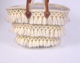 Boho Straw Bag with Tassels