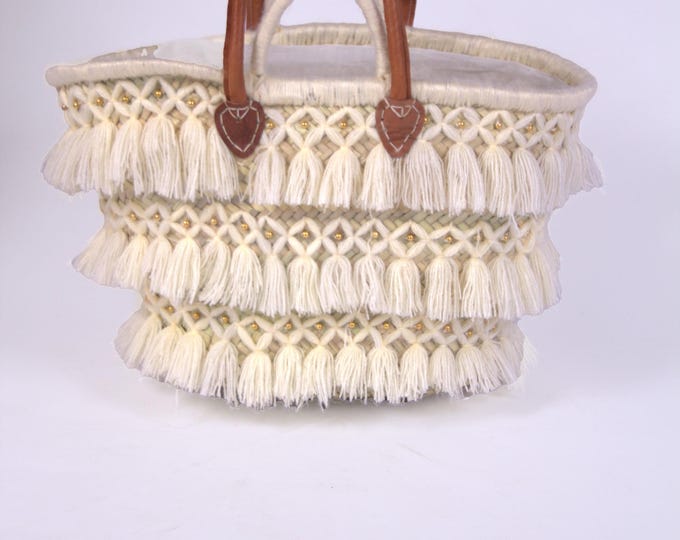 Boho Straw Bag with Tassels