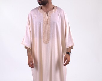 Moroccan Thobe for men Linen Cream medina