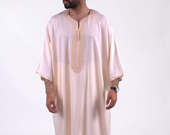 Moroccan Thobe for men Linen Cream medina