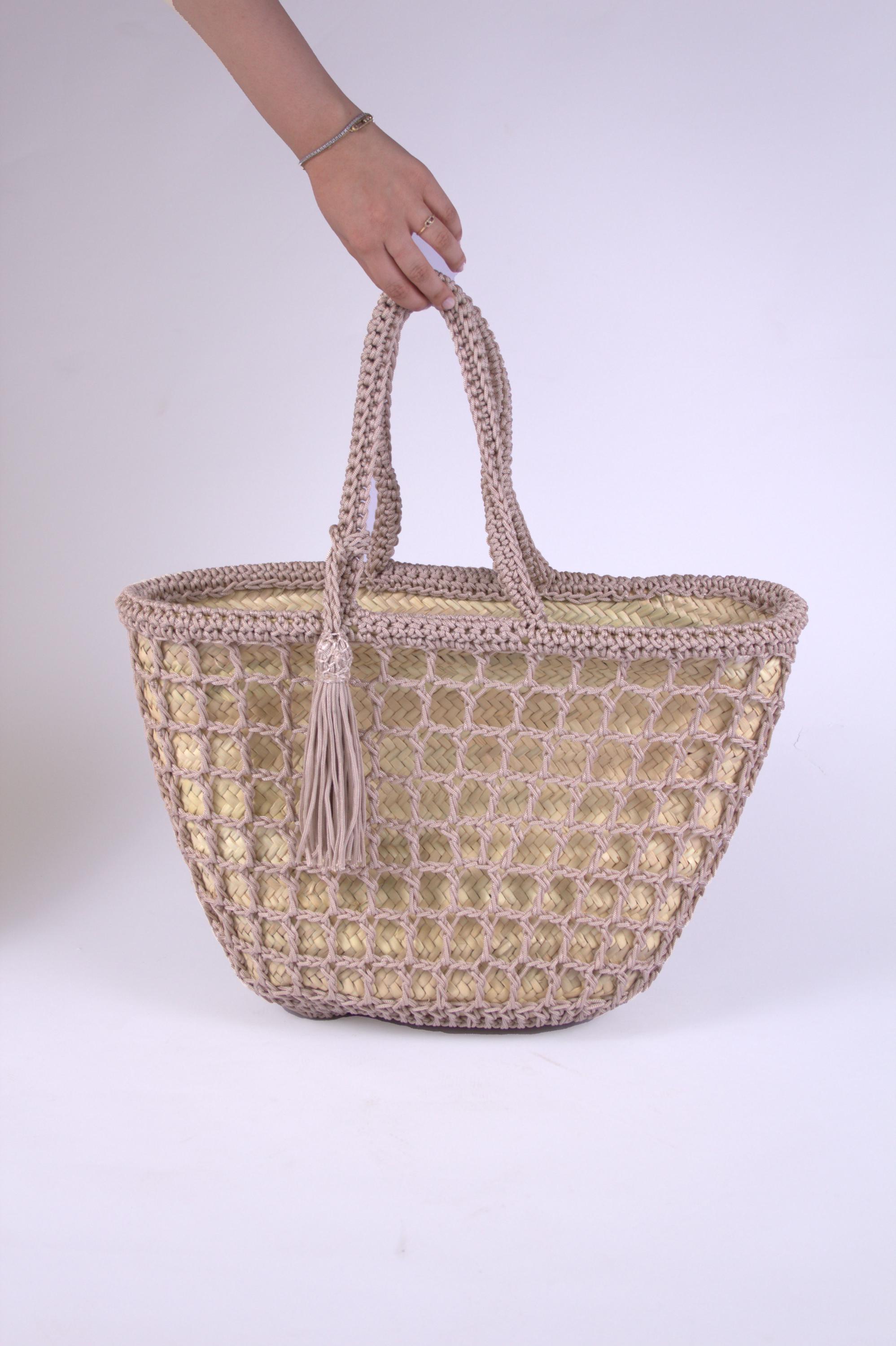 Boho Macramé Moroccan Straw Tote
