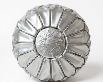 Moroccan Ottoman Leather Pouf