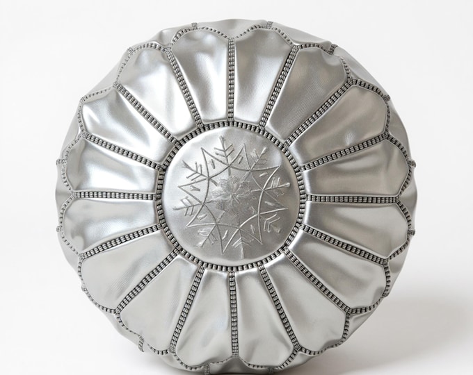Moroccan Ottoman Leather Pouf