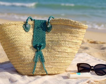 Turquoise Mirage Straw Bag