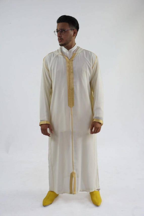 Buy Moroccan Djellaba Chahma for Men White and Gold Online in India Etsy
