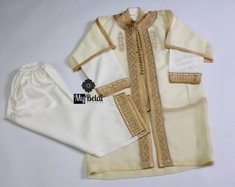 3 Pieces Jabador For Kids - White and gold