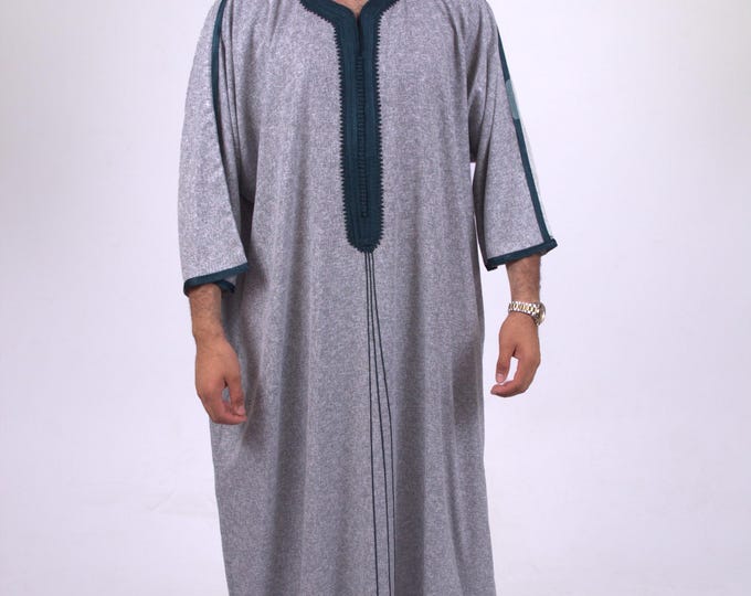Premium Linen Moroccan Thobe Handmade embroidery