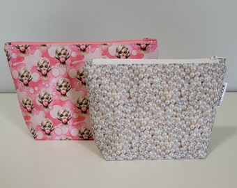 Bubblegum and Pearls Zippered Pouch Set