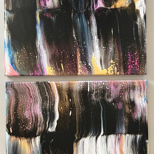 Two 11&quot; X 14&quot; Acrylic pour abstract art