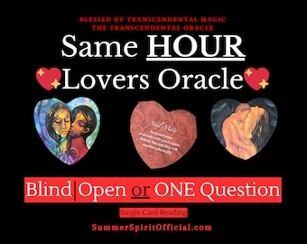 May include: A set of three heart-shaped oracle cards with colourful illustrations of couples. The cards are part of the "Same Hour Lovers Oracle" deck. The text on the cards reads "Soul Mate" and "Your soul mate is already with you in spirit. Believe this and they will manifest physically."