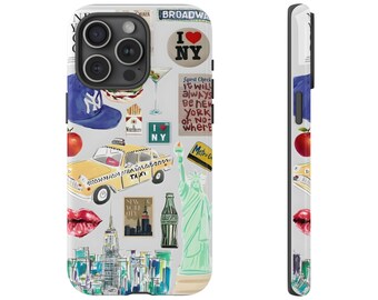 New York City Collage Phone Case, NYC Scrapbook Preppy Trendy Aesthetic, iPhone 15 14 13 12 11 Pro Max 8 Plus X, Samsung Galaxy S24 S23 S22