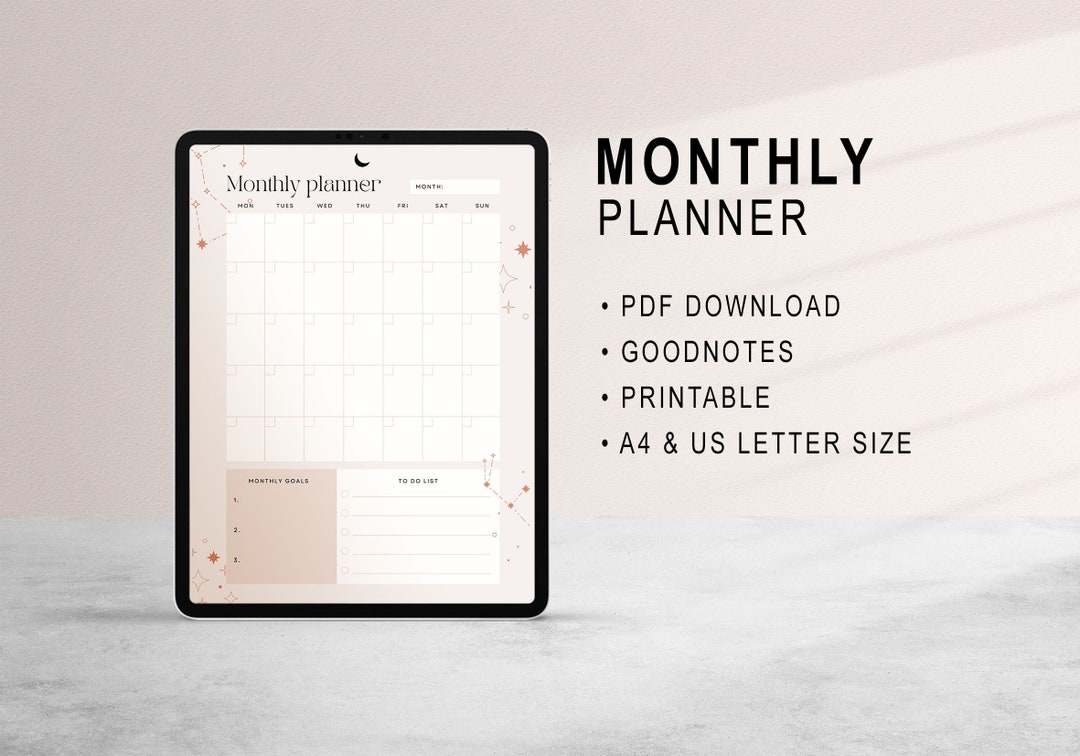 Monthly Planner Goodnotes Template Undated Monthly Planner Etsy