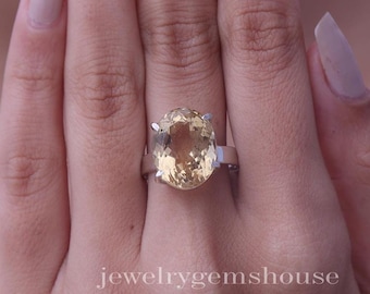 Citrine Ring, 925 Sterling Silver Ring, Faceted Gemstone Ring, November Birthstone Ring, Women Silver Jewelry, Handmade Ring, Gift for Her