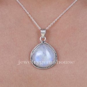 Regenbogen Mondstein Anhänger, 925 Sterling Silber Anhänger, Juni Geburtsstein, Edelstein Anhänger, Boho Anhänger, Anhänger Halskette, Handgemachter Anhänger