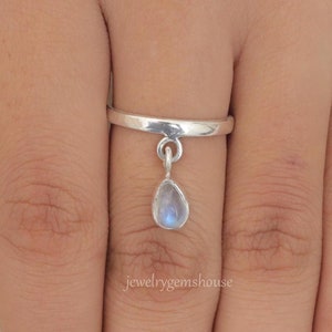 Rainbow Moonstone Ring, 925 Sterling Silver Ring, Charm Ring, Crystal Ring, June Birthstone, Handmade Ring, Minimalist Ring, Dainty Ring