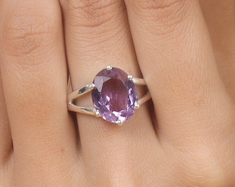 Amethyst Ring, 925 Sterling Silver Ring, Oval Amethyst Ring, Handmade Ring, Women Ring, Promise Ring, Engagement Ring, Amethyst Silver Ring