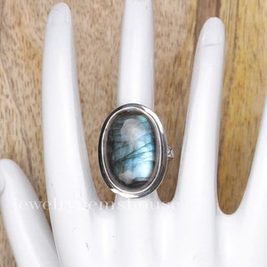 Labradorite Ring, 925 Sterling Silver Ring, Oval Shaped Ring, Blue Fire Gemstone Ring, Handmade Ring, Women Silver Ring, Statement Jewelry