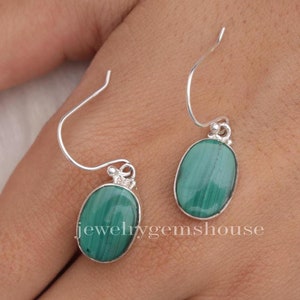 Malachite Earrings, 925 Sterling Silver Earrings, Natural Gemstone Earrings, Boho Statement Earrings, Earrings for Women, Handmade Earrings