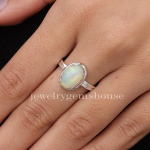 Ethiopian Opal Ring, 925 Sterling Silver Ring, Statement Ring, Oval Shaped Ring, Handmade Jewelry, Vintage Ring, Women Gift For her